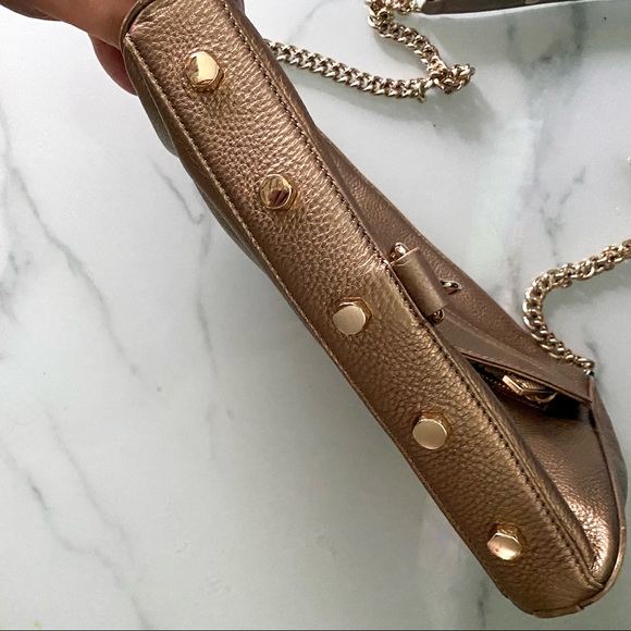 Rebecca Minkoff gold metallic leather with gold chain Daddy MAC purse EUC - Picture 15 of 15